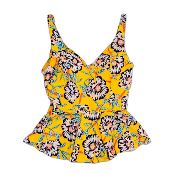 Sea Angel Other - Sea Angel Yellow Floral Peplum Tankini Top Sz XS